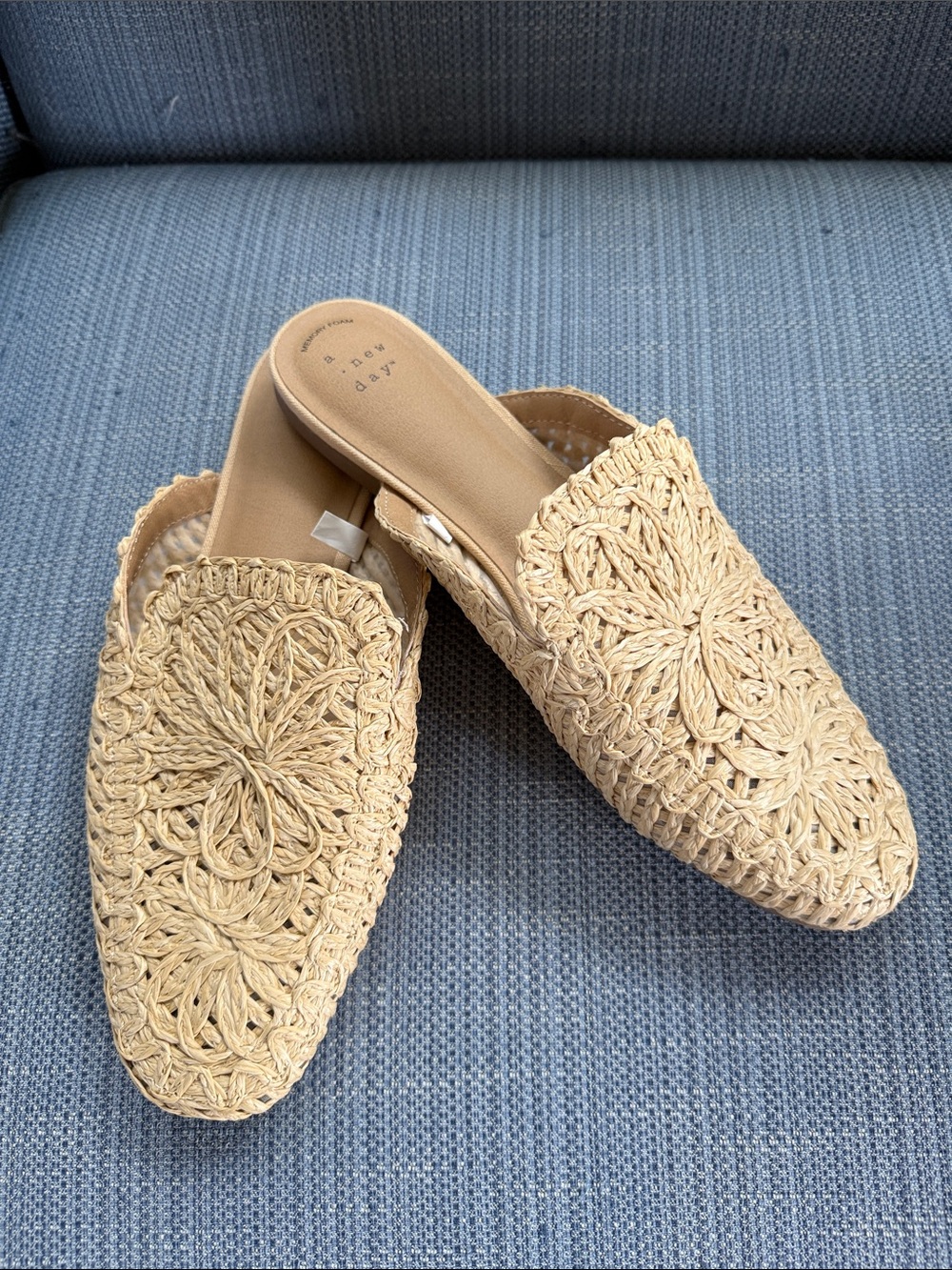 a new day Natural Beige Crochet Slip-On Mules